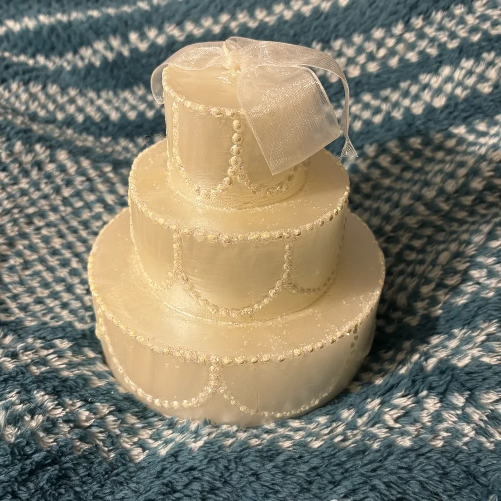 Elegant Crate & Barrel Wedding Cake Candle